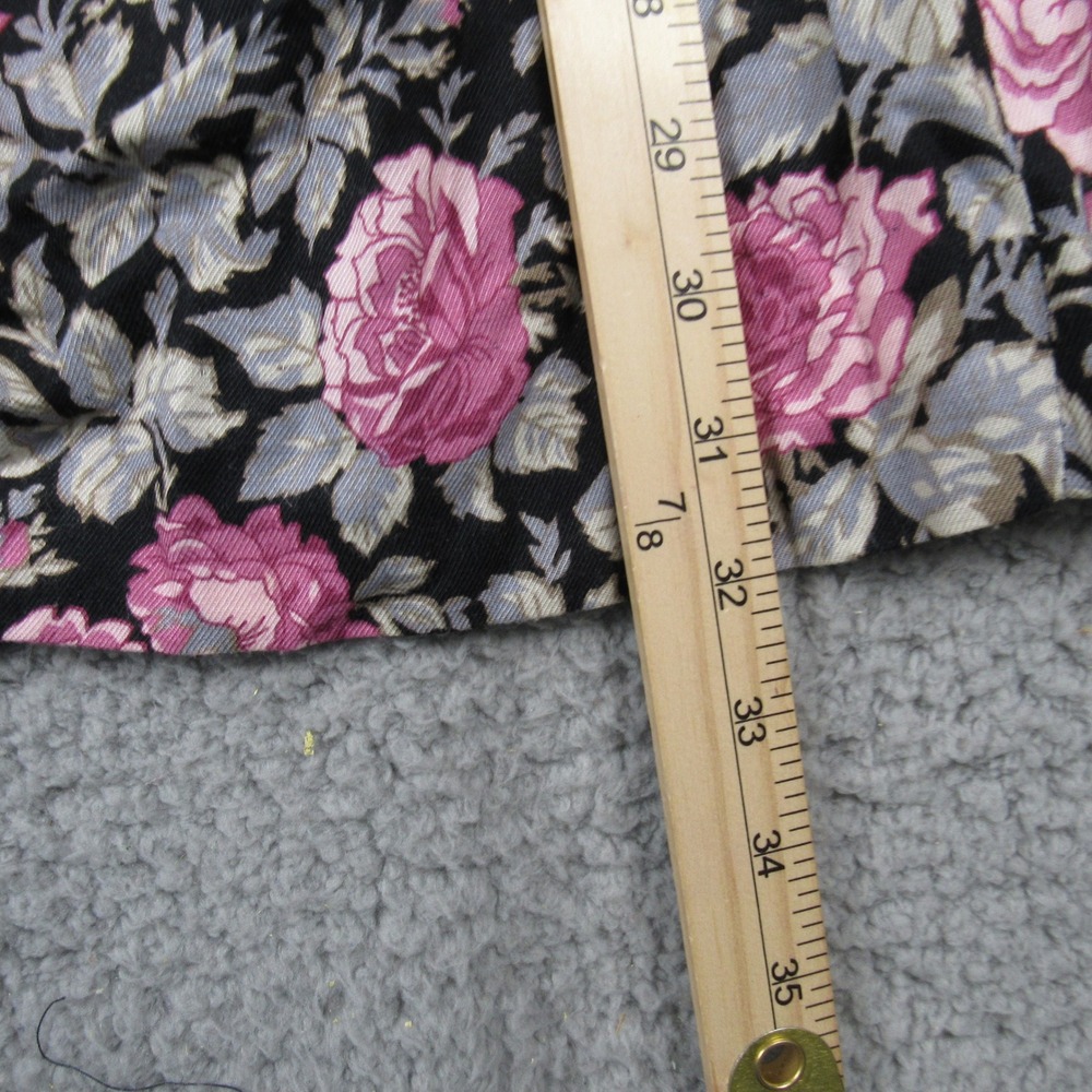 David Brooks Ltd Vintage Floral Rose Midi Skirt Black Pink Grey Size 16‎ A-Line - Picture 7 of 7